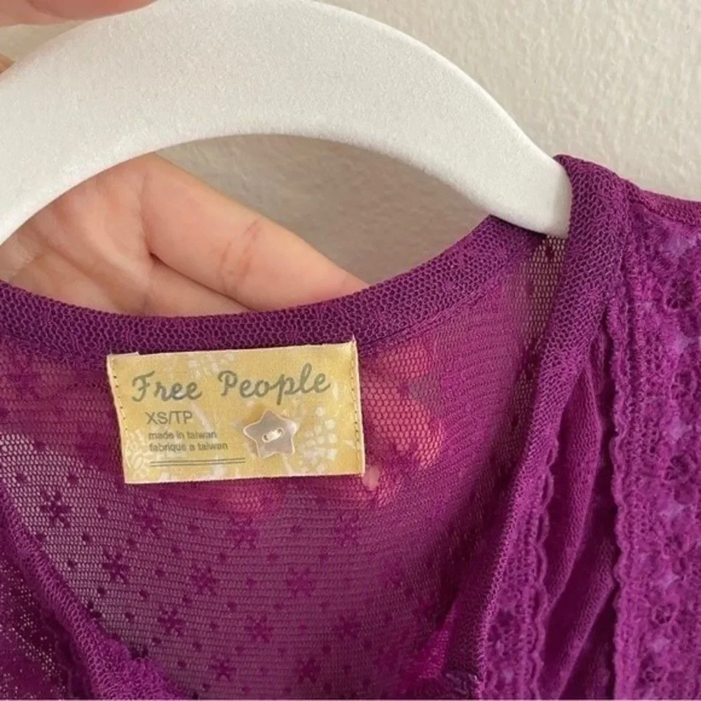 Y2K Free People Vintage Purple Whimsy Top XS